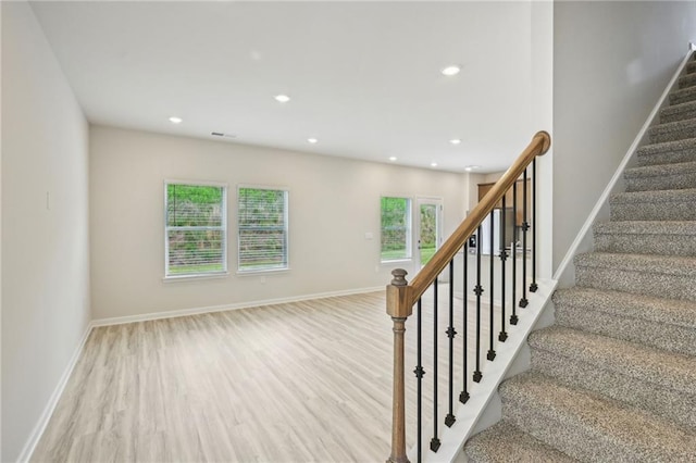 2770 Aralynn Way, College Park, GA 30337 - stairs featuring recessed lighting, wood finished floors, and baseboards
