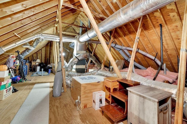 view of unfinished attic