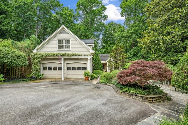 exterior space with a garage