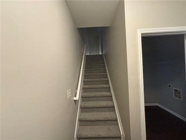 stairway with carpet floors