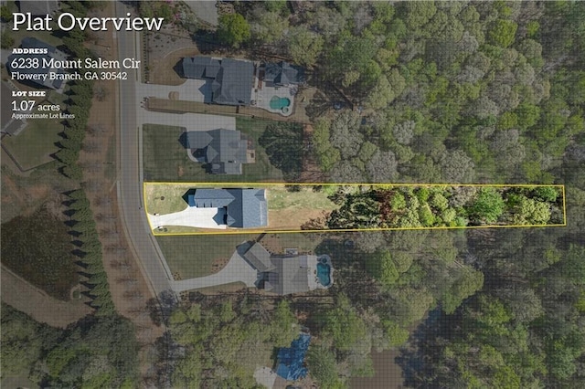 6238 Mount Salem Cir, Flowery Branch, GA 30542 - map / location with property boundaries highlighted