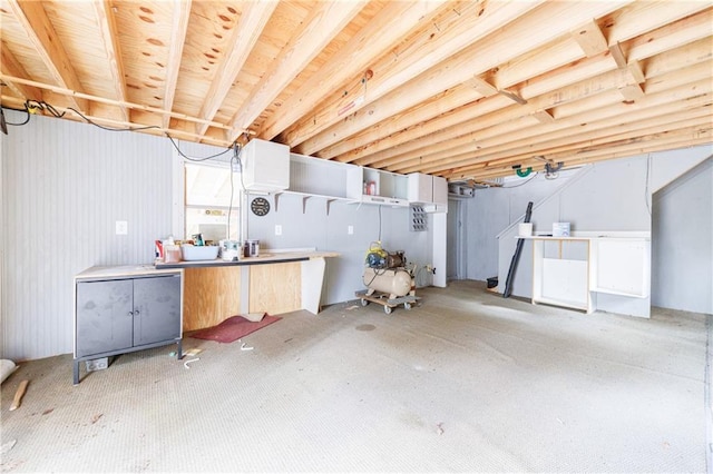 view of unfinished basement