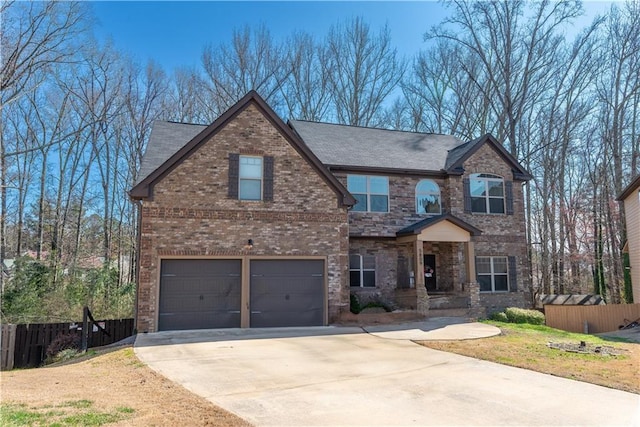 view of front of home with a garage