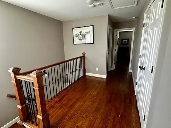 hall featuring dark wood-type flooring