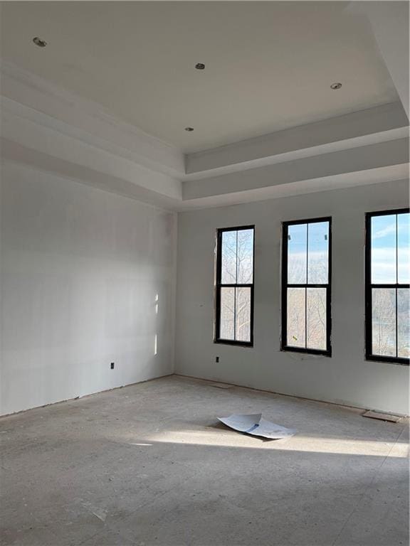 spare room featuring a tray ceiling