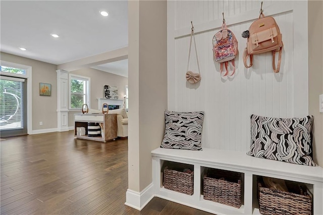 13015 Fox Rd, Alpharetta, GA 30005 - mudroom featuring dark wood-style flooring and recessed lighting