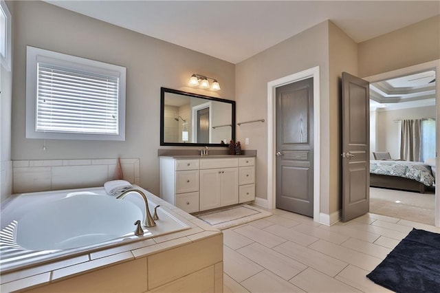 13015 Fox Rd, Alpharetta, GA 30005 - full bathroom featuring vanity, a garden tub, and connected bathroom