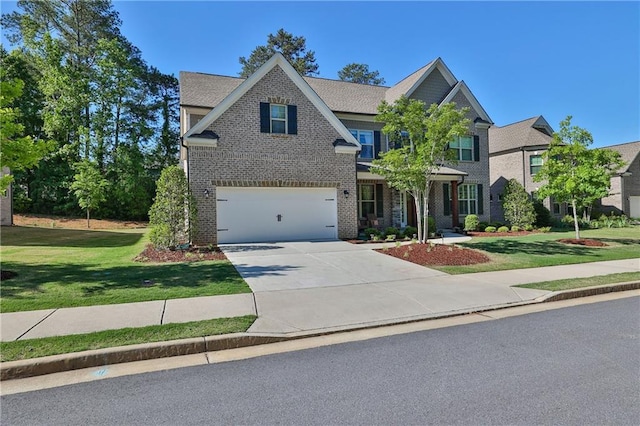 13015 Fox Rd, Alpharetta, GA 30005 - craftsman house with brick siding, driveway, a front lawn, and a garage