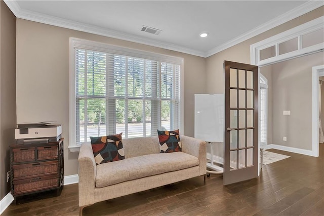 13015 Fox Rd, Alpharetta, GA 30005 - living area featuring wood finished floors, crown molding, and recessed lighting