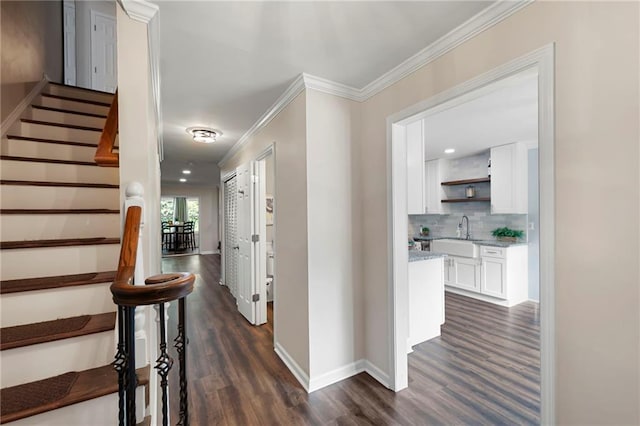 1223 Whitlock Ridge Dr SW, Marietta, GA 30064 - stairway with wood finished floors, crown molding, and baseboards