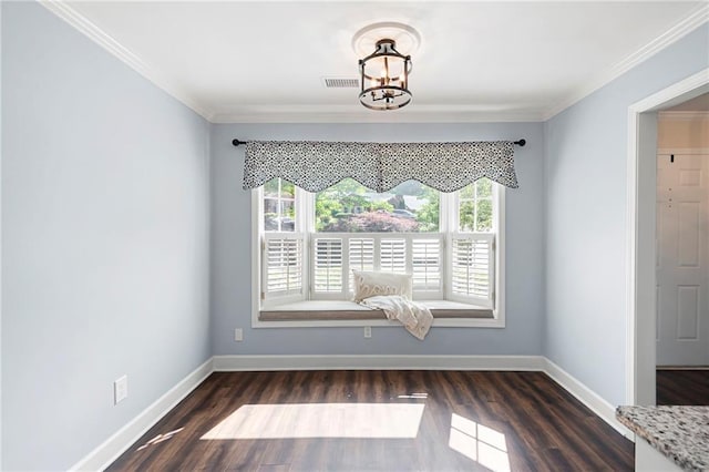 1223 Whitlock Ridge Dr SW, Marietta, GA 30064 - unfurnished dining area featuring a chandelier, crown molding, baseboards, and dark wood-type flooring