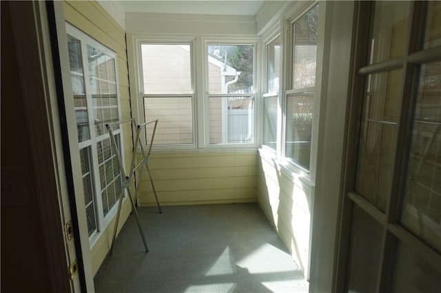 view of unfurnished sunroom