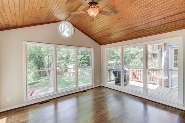 4246 Stilson Cir, Peachtree Corners, GA 30092 - spare room featuring wooden ceiling, lofted ceiling, a ceiling fan, wood finished floors, and baseboards