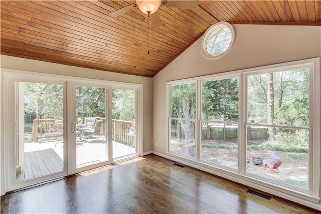 4246 Stilson Cir, Peachtree Corners, GA 30092 - spare room with wood ceiling, lofted ceiling, wood finished floors, and a ceiling fan