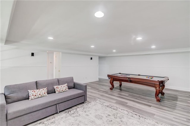 4246 Stilson Cir, Peachtree Corners, GA 30092 - playroom featuring baseboards, pool table, wood finished floors, and recessed lighting