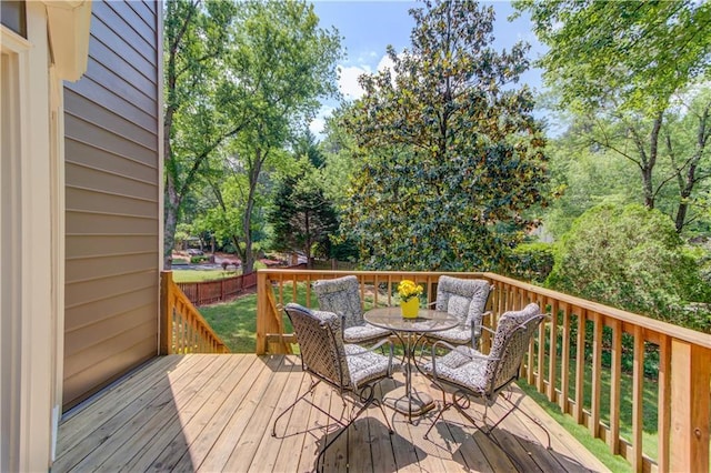 4246 Stilson Cir, Peachtree Corners, GA 30092 - deck with outdoor dining area and view of wooded area