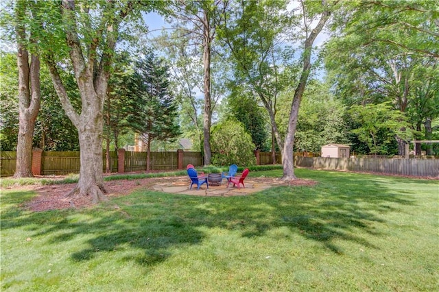 4246 Stilson Cir, Peachtree Corners, GA 30092 - view of yard with an outdoor fire pit and a patio