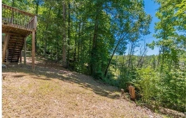 view of yard featuring a wooden deck