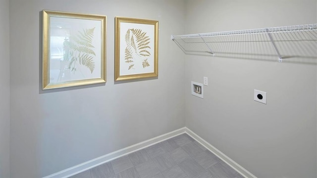 laundry room with tile patterned floors, hookup for an electric dryer, and washer hookup