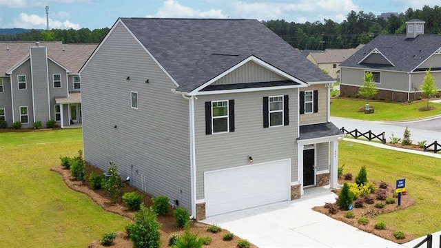 12000 Conrad, Hampton, GA 30228 - view of front of house with a garage, a front lawn, driveway, and stone siding