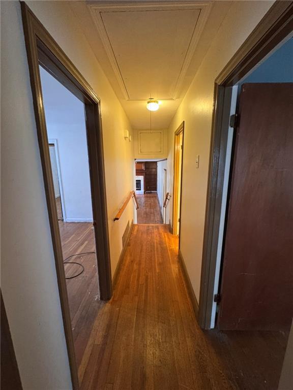 hall featuring dark wood-type flooring