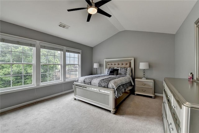 450 Hilingdon Way, Suwanee, GA 30024 - bedroom with vaulted ceiling, carpet floors, baseboards, and a ceiling fan