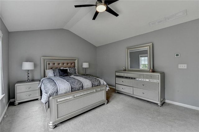 450 Hilingdon Way, Suwanee, GA 30024 - carpeted bedroom with lofted ceiling, baseboards, and a ceiling fan