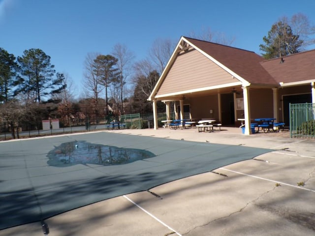 view of swimming pool featuring a patio