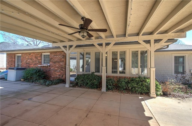 view of patio / terrace featuring central AC and ceiling fan