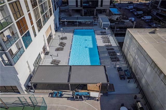 view of pool featuring a patio