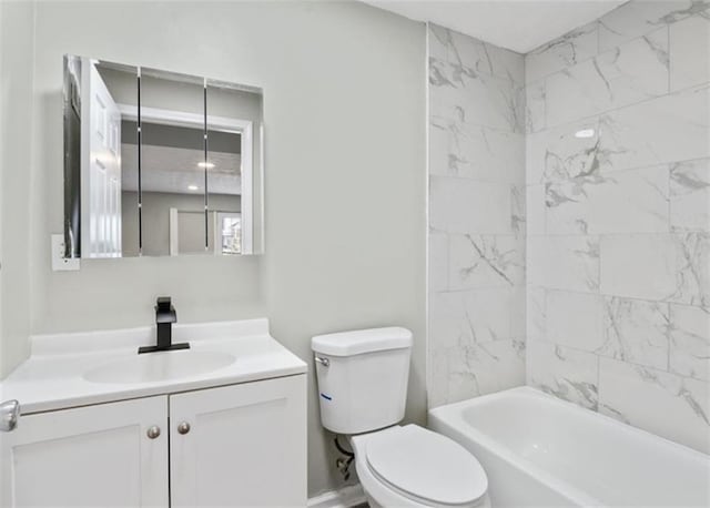 full bath featuring shower / tub combination, vanity, and toilet