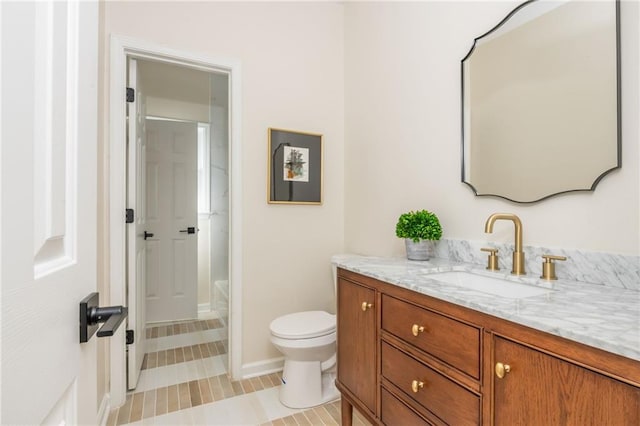 1096 Bridge Mill Ave, Canton, GA 30114 - full bath with vanity, toilet, a tub to relax in, tile patterned floors, and a shower