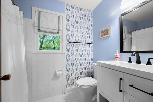 1104 Warrenhall Ln NE, Brookhaven, GA 30319 - full bath with vanity, tile patterned flooring, and a shower with shower curtain