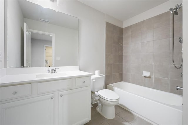 791 Belrose Dr, Smyrna, GA 30080 - bathroom featuring toilet, vanity, tile patterned flooring, and shower / bath combination