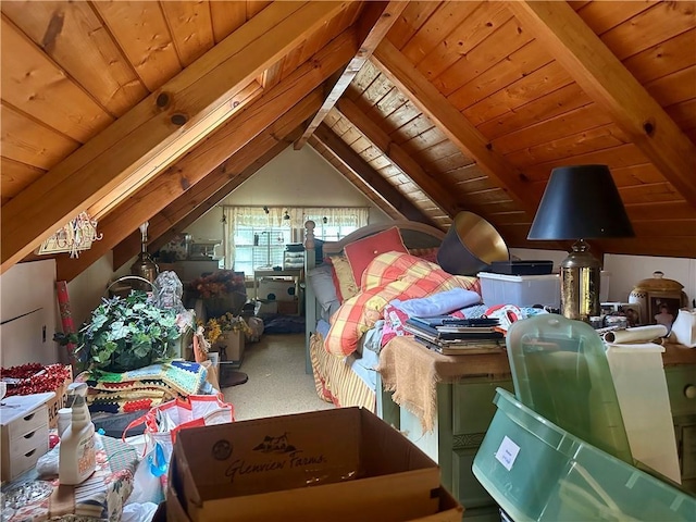 226 Hawk Hill Ln, Lakemont, GA 30552 - bedroom featuring wood ceiling and carpet flooring