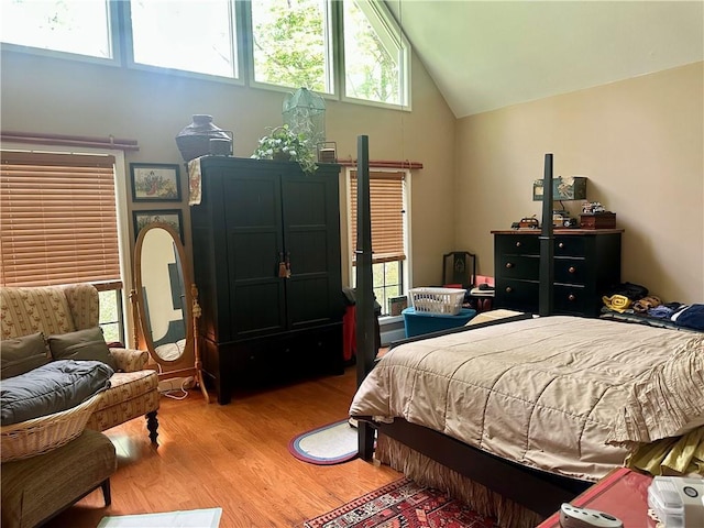 226 Hawk Hill Ln, Lakemont, GA 30552 - bedroom featuring wood finished floors and high vaulted ceiling