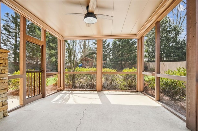 1211 Thornwell Dr, Brookhaven, GA 30319 - unfurnished sunroom featuring a ceiling fan and healthy amount of natural light