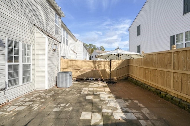 view of patio featuring central air condition unit