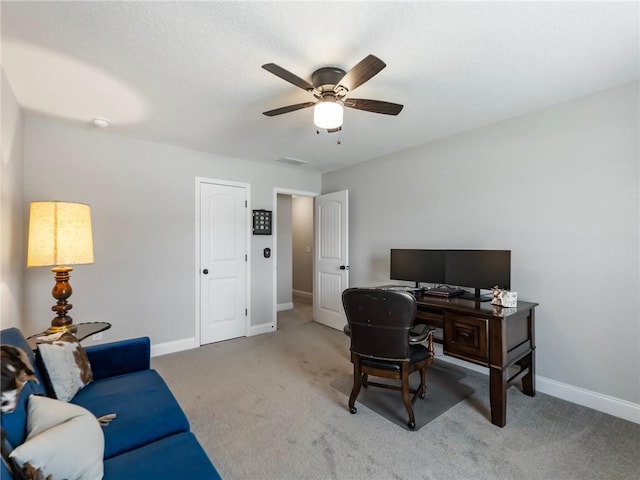 132 Mcmillian Ct, Winder, GA 30680 - office with carpet floors, baseboards, and ceiling fan