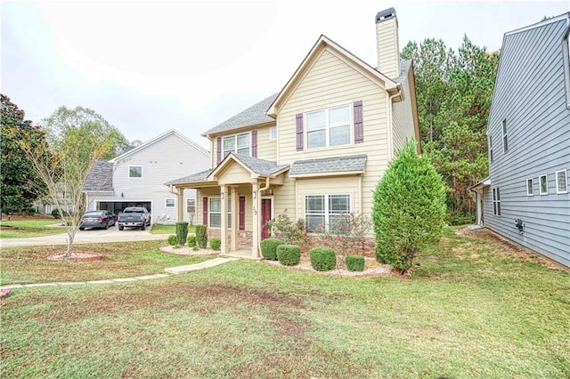 view of front of property featuring a front yard