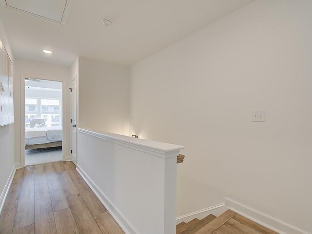 hall featuring light wood-type flooring