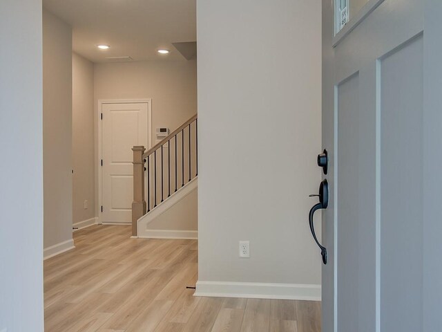 entryway with light wood-type flooring