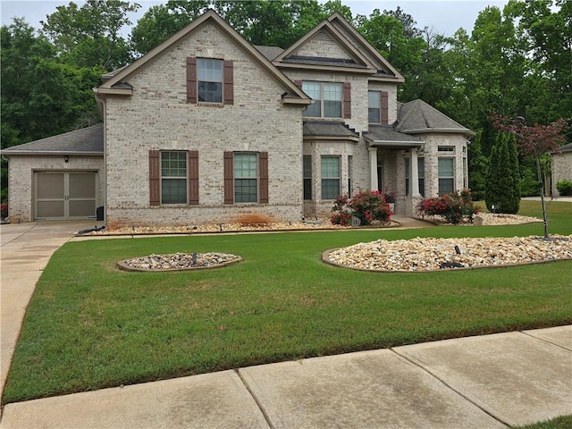 view of front of home with a garage and a front yard