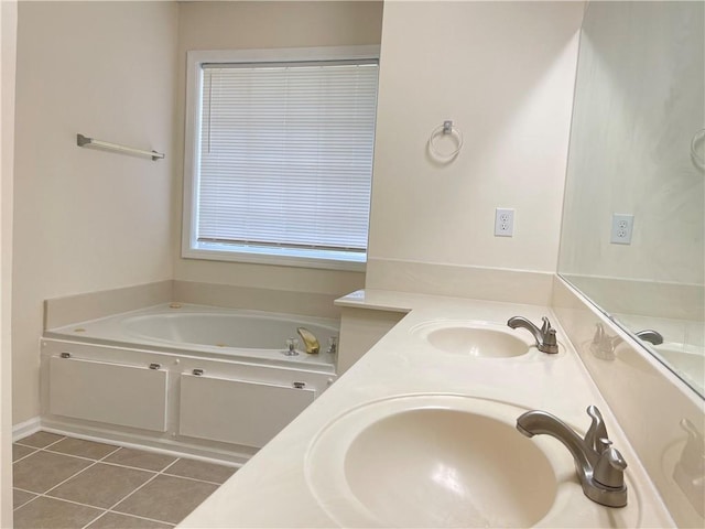 30 Buck Trl, Newnan, GA 30265 - full bath featuring double vanity, a garden tub, and tile patterned flooring