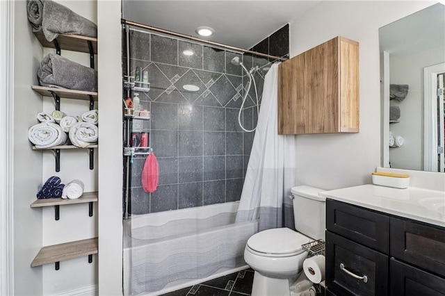 2465 Main St Unit 201, Atlanta, GA 30344 - bathroom with vanity, shower / bath combination with curtain, and tile patterned flooring