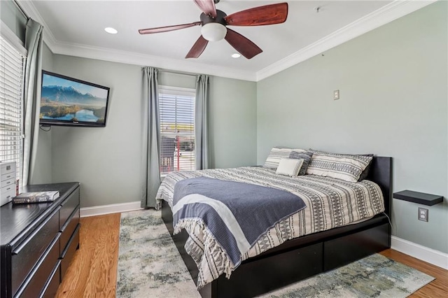 2465 Main St Unit 201, Atlanta, GA 30344 - bedroom featuring wood finished floors, crown molding, recessed lighting, and ceiling fan