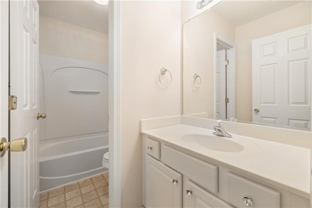 3382 Galleon Dr, Alpharetta, GA 30004 - full bath featuring vanity, toilet, shower / bath combination, and tile patterned floors