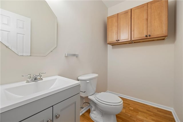 3382 Galleon Dr, Alpharetta, GA 30004 - half bathroom with vanity, toilet, baseboards, and wood finished floors
