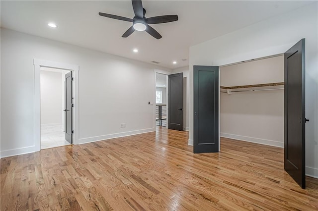 1273 Grayson Pkwy, Grayson, GA 30017 - unfurnished bedroom with a closet, light wood-type flooring, baseboards, recessed lighting, and ceiling fan