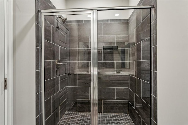 2111 Wesson Ct, Kennesaw, GA 30144 - bathroom with a stall shower and recessed lighting